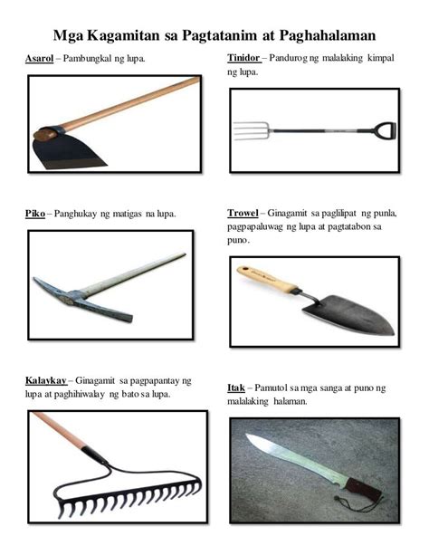 Mga kagamitan sa pagtatanim at paghahalaman.